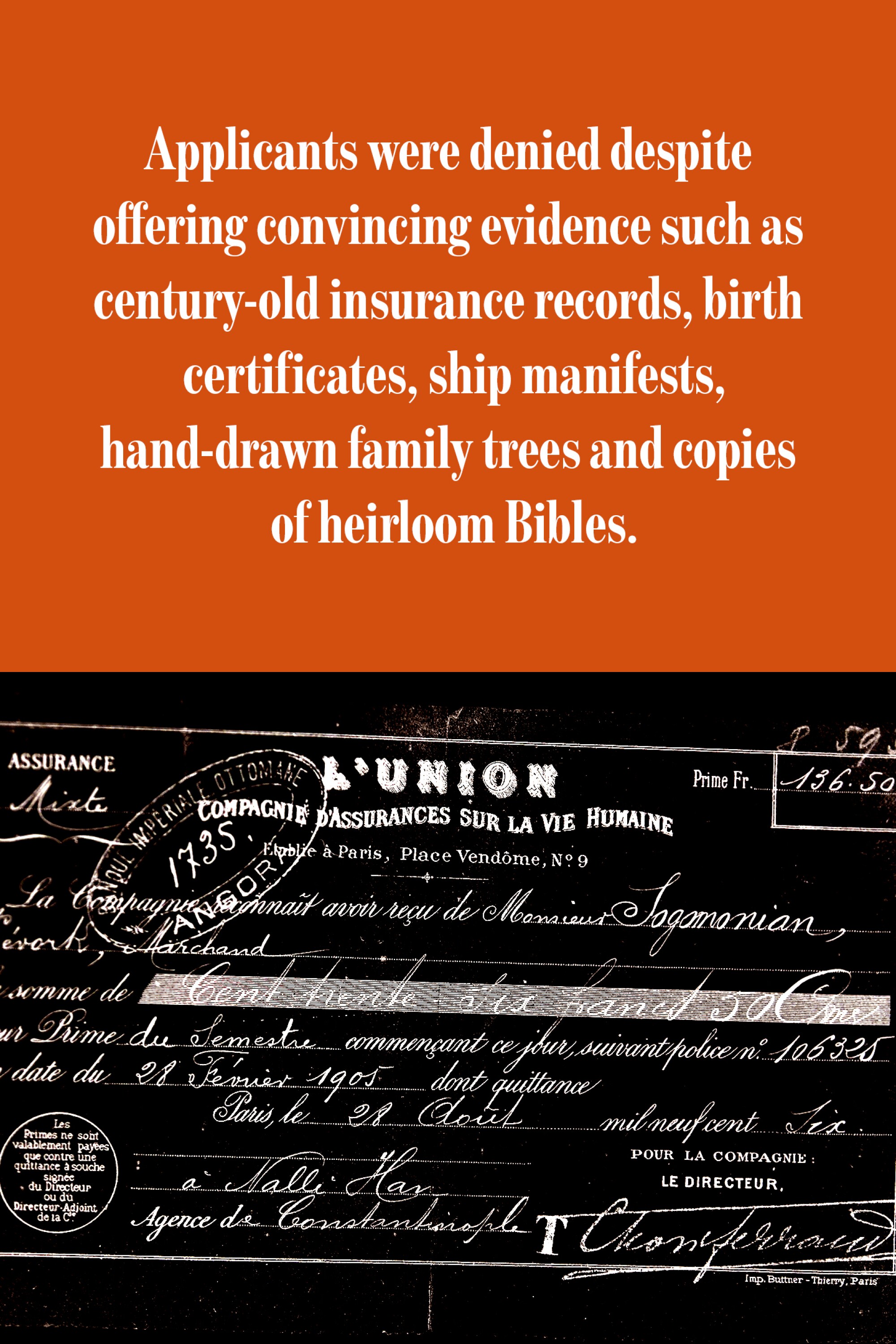 Insurance record from AXA settlement case.