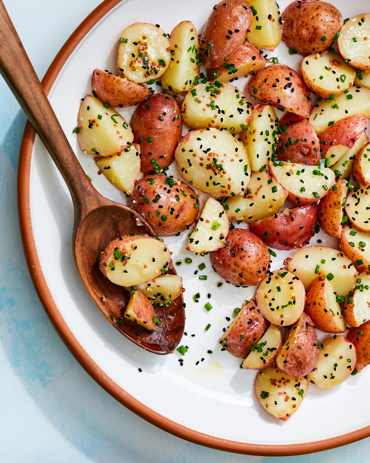 Warm potato salad is satisfying enough to serve as the main meal.