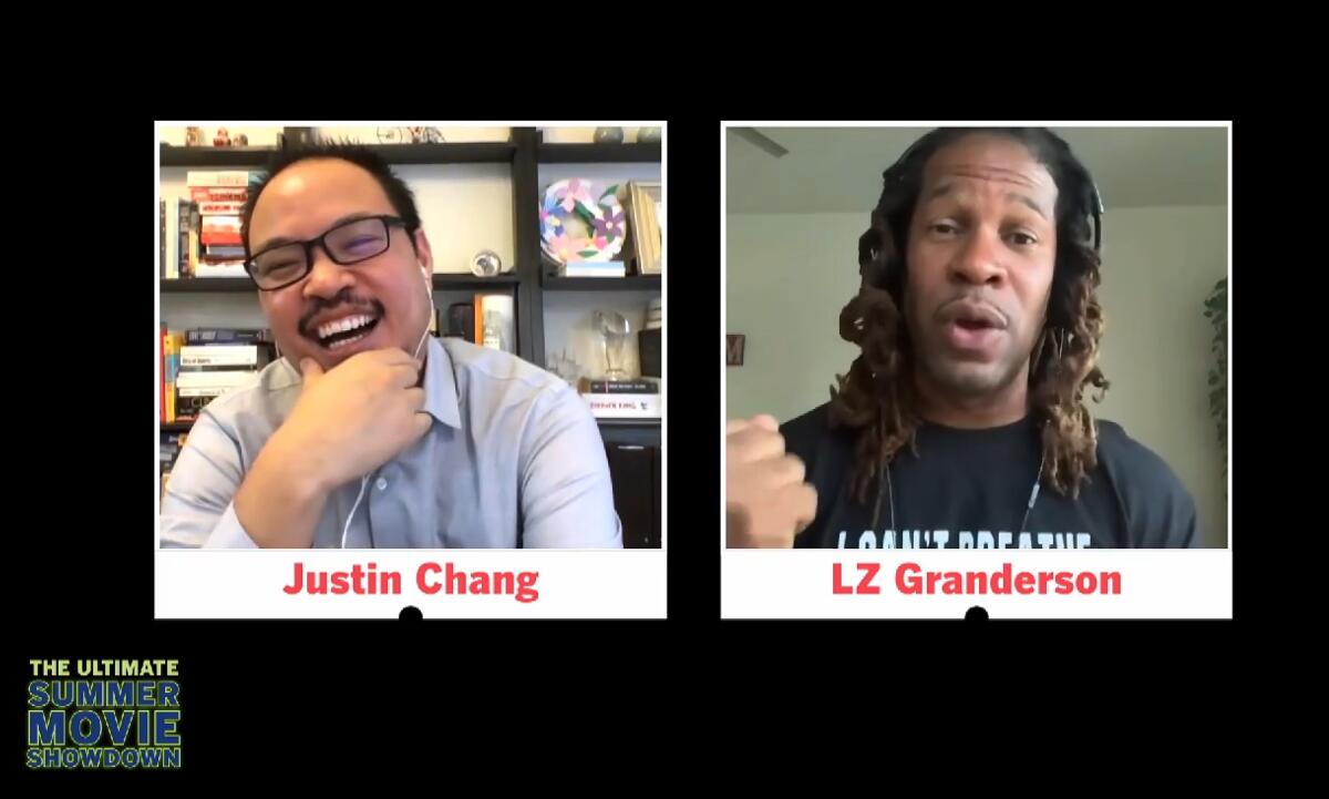 Los Angeles Times film critic Justin Chang and sports and culture columnist LZ Granderson 
