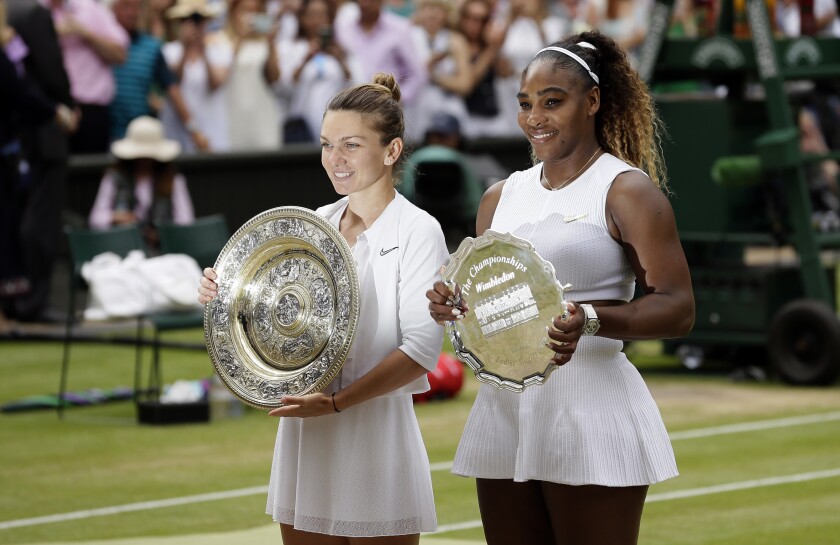 2019 Wimbledon champion Simona Halep and runner-up Serena Williams