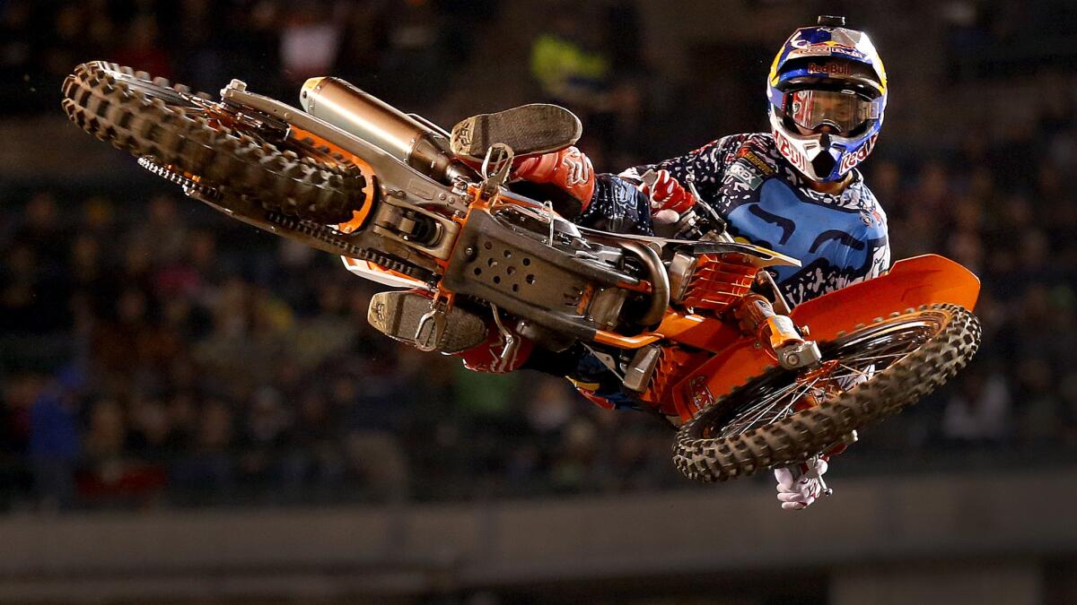 Ryan Dungey races to victory in the Monster Energy AMA Supercross main event at Angel Stadium on Jan. 23.