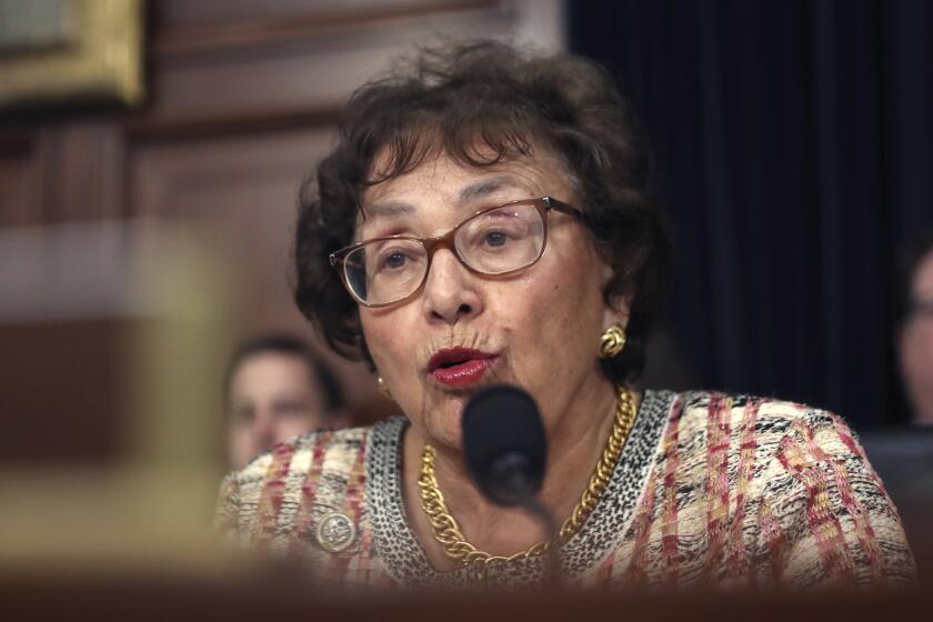 FILE - In this April 9, 2019, file photo, Rep. Nita Lowey, D-N.Y., speaks during a hearing on Capitol Hill in Washington. Lowey, the chairwoman of the House Appropriations Committee and a 31-year veteran of Congress, says she will retire at the end of next year. (AP Photo/Andrew Harnik, File)