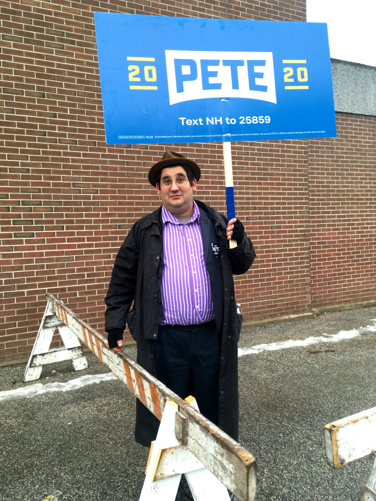 Zachary Kessin, a 46-year-old software developer, traveled to Manchester, N.H., from Massachusetts to support Pete Buttigieg.