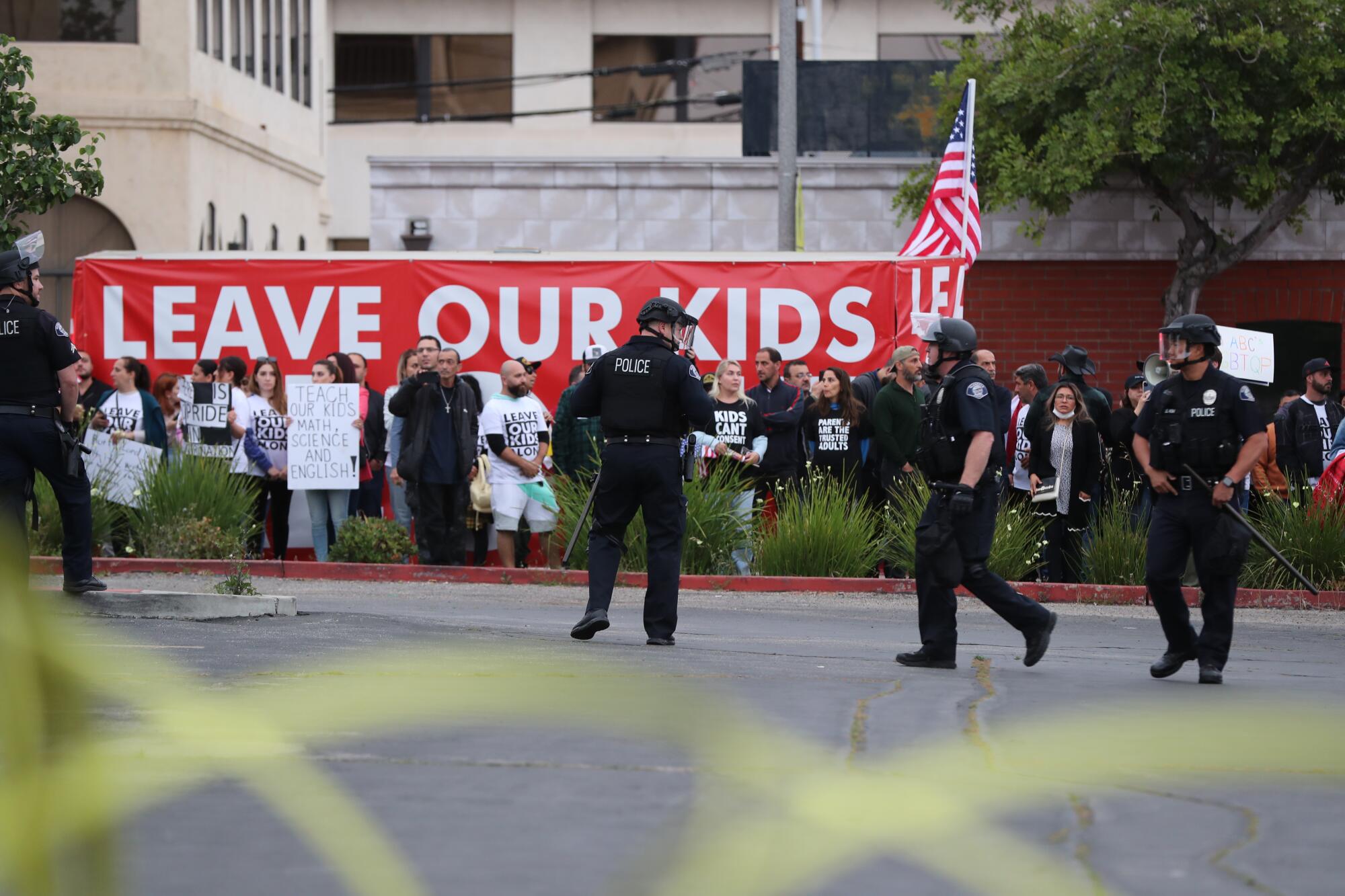 Large crowds gather at Glendale Unified School District meeting in Burbank.