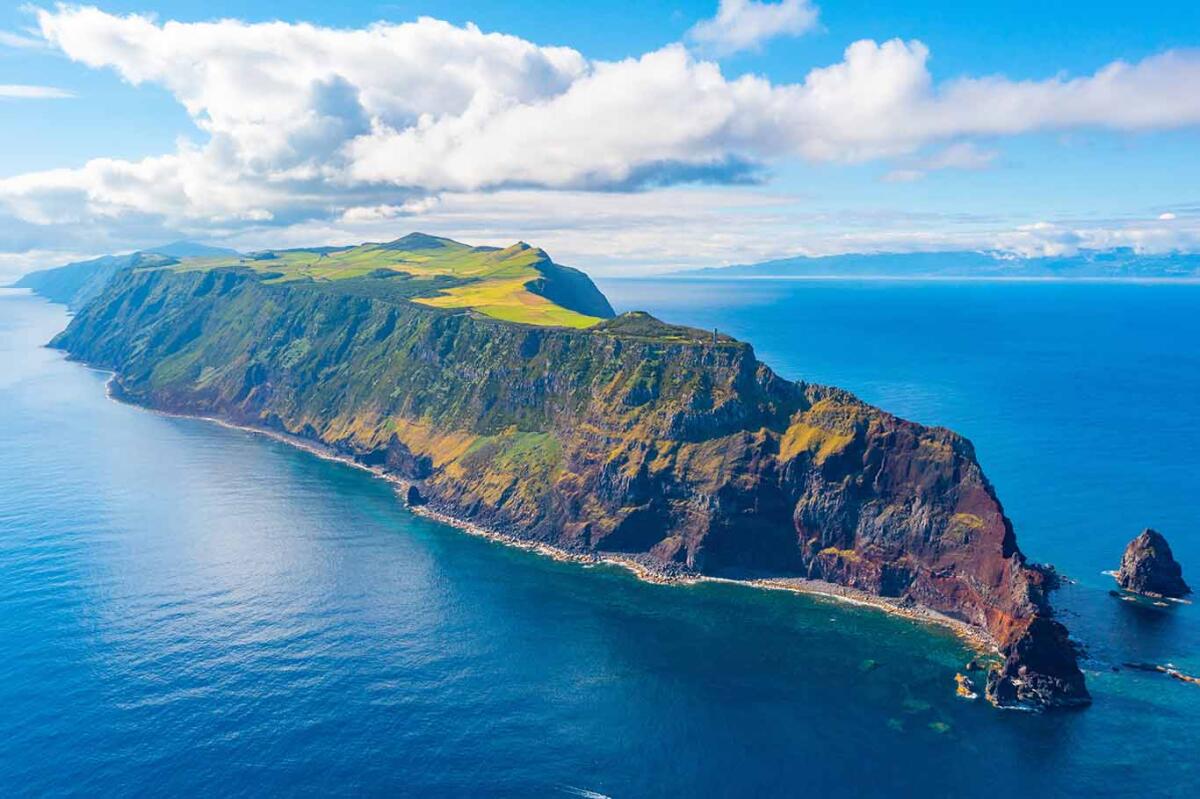 Panorama of Sao Jorge island in the Azores, Portugal.