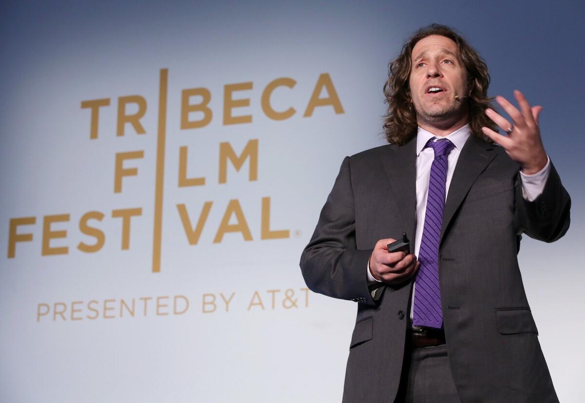 Jeremy Bailenson of Stanford University's Virtual Human Interaction Lab speaks at the Tribeca Film Festival in New York City.