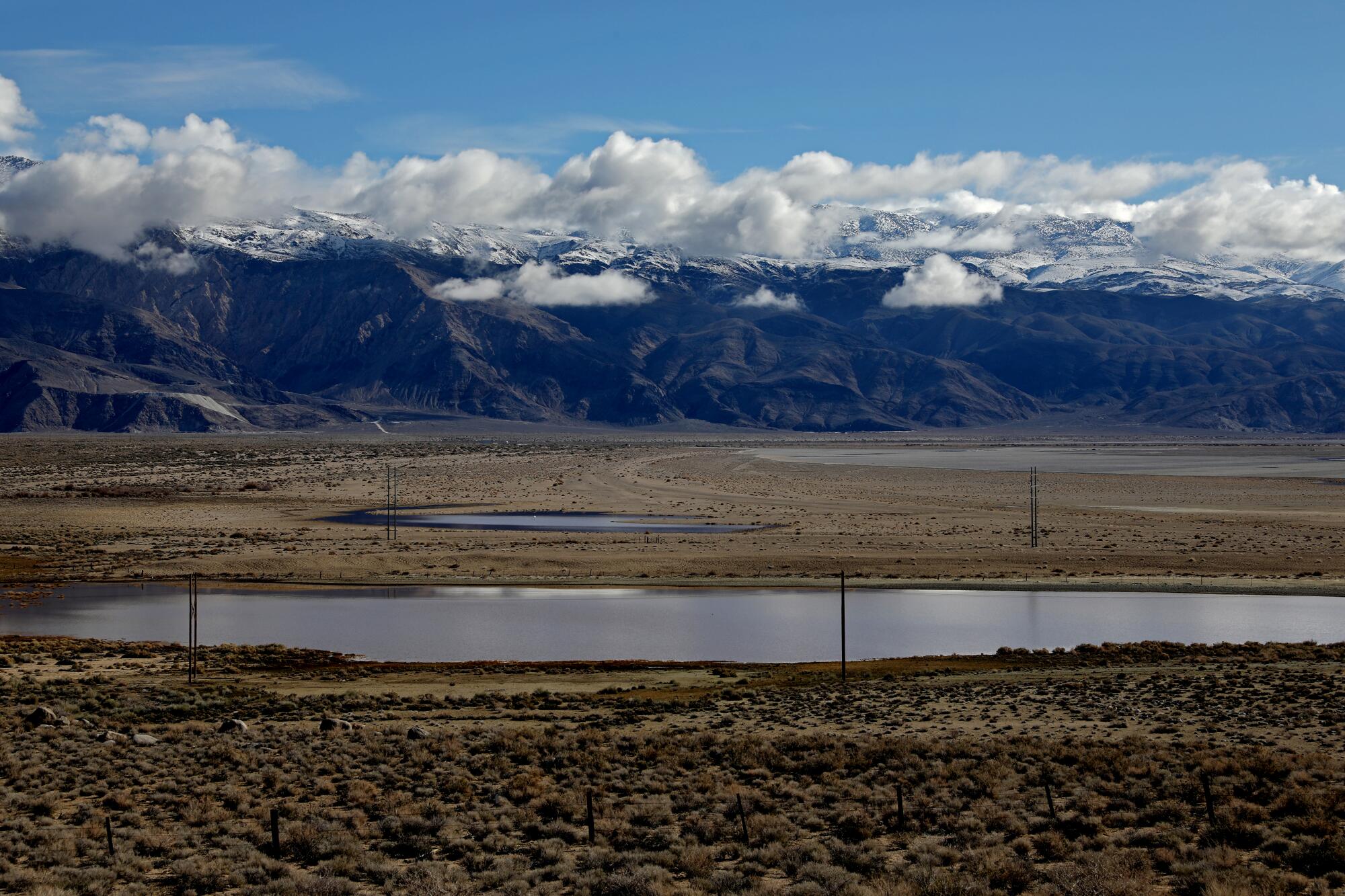 Owens Lake and the Owens Valley with the White Mountains seen in the background on Thursday.
