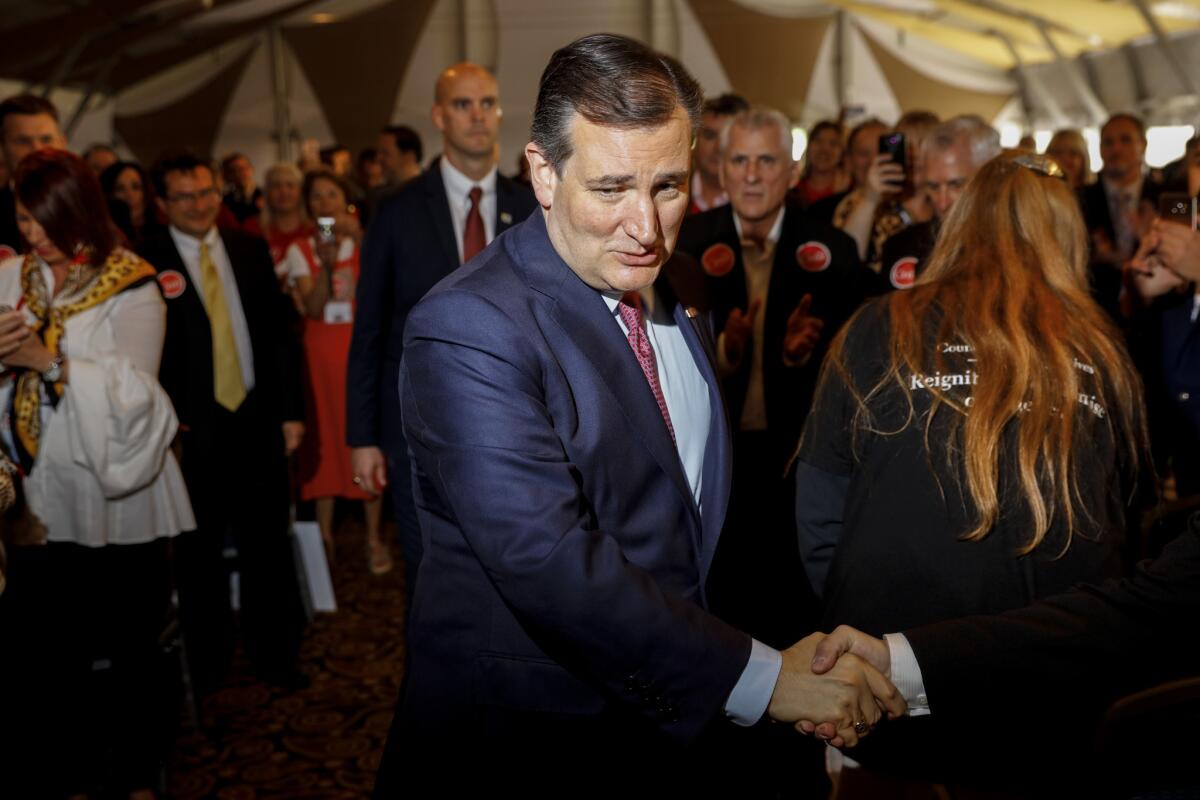Ted Cruz in Burlingame, Calif., in April. (Jay L. Clendenin / Los Angeles Times)