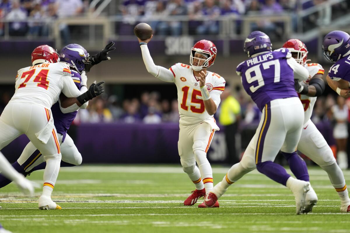 The Vikings have never lost to Patrick Mahomes. Hint: They've