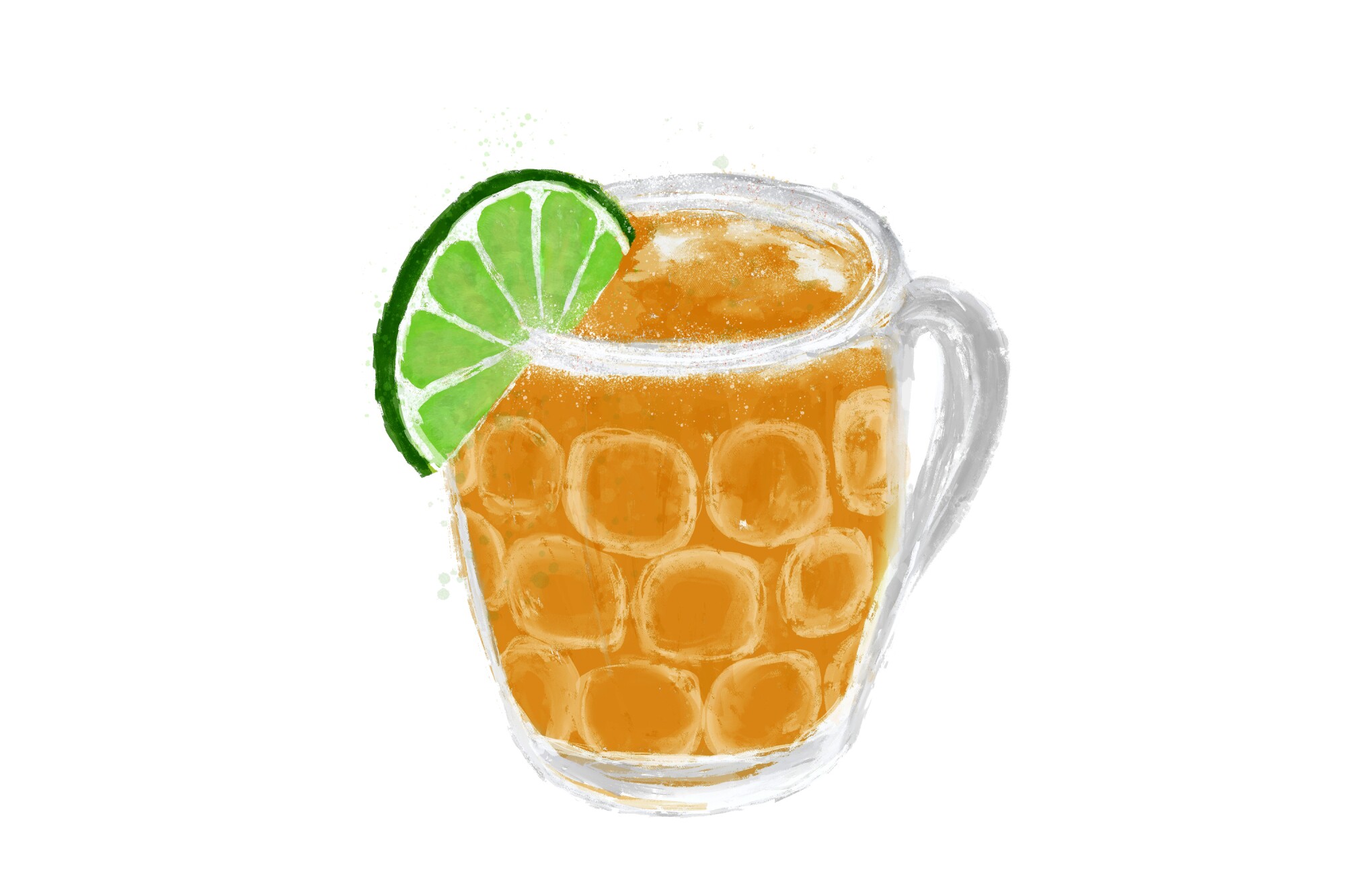 Chelada: Salt, lime, ice, lime. Serve in a frosted glass with rim salt.