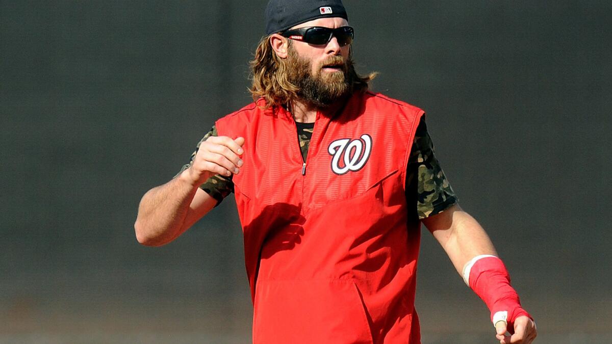 National outfielder Jayson Werth runs the bases during batting practice before a game against Yankees at Nationals Park on May 20.