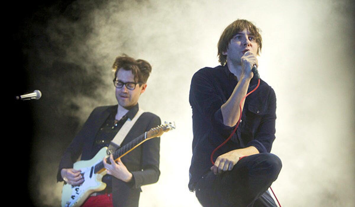 Phoenix, with lead singer Thomas Mars, right, headlined on the main stage at the Coachella Valley Music and Arts Festival recently.