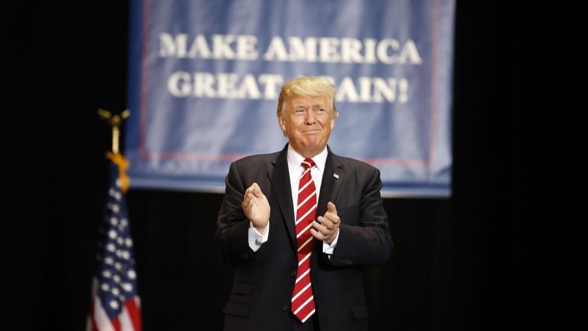 President Trump arrives at a rally in Phoenix, Ariz. on Aug. 22, 2017.