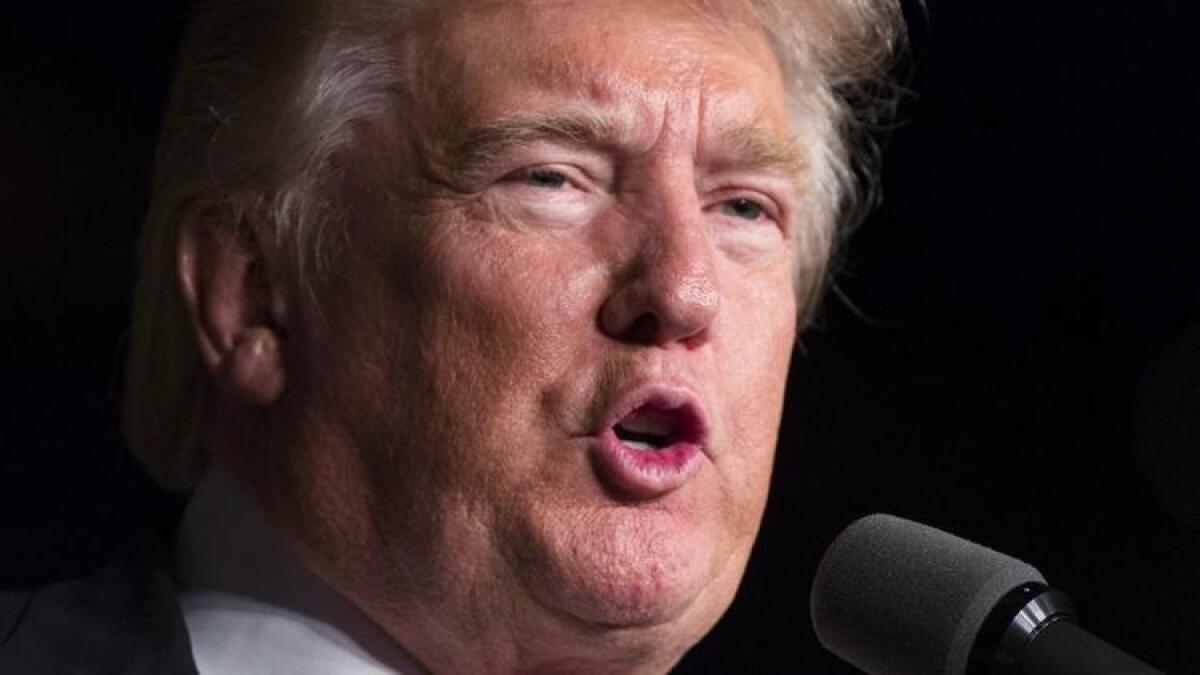 Donald Trump speaks during a campaign rally Monday in Ft. Myers, Fla.