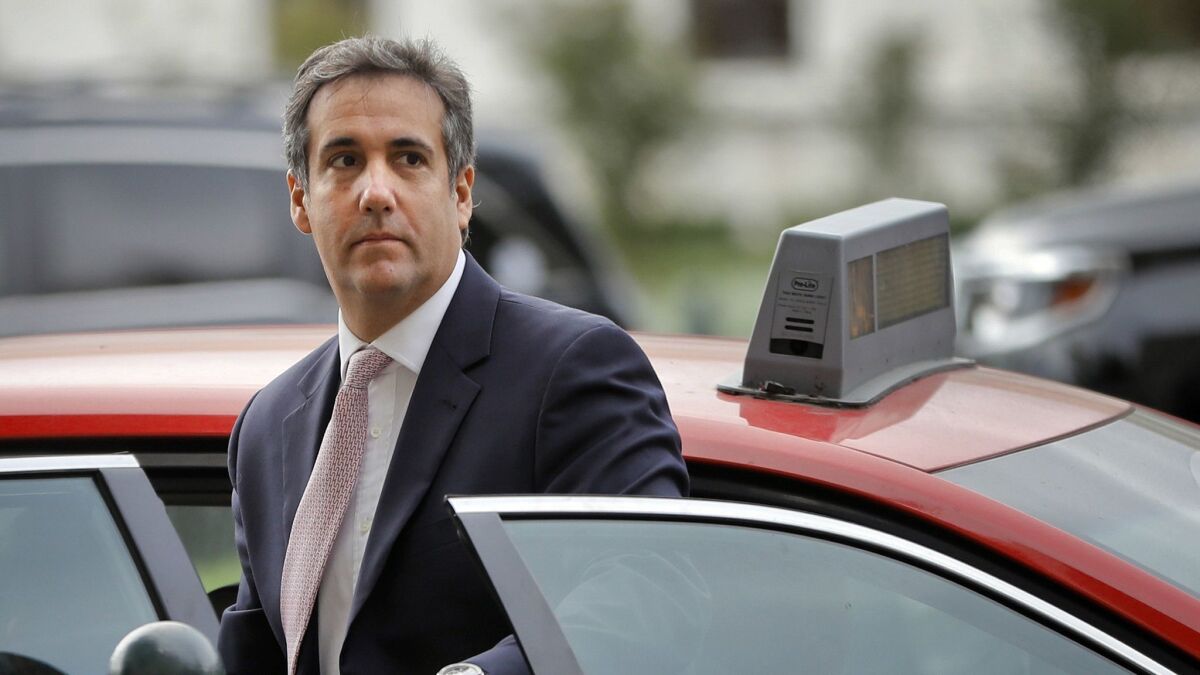 Michael Cohen, President Trump’s former personal attorney, steps out of a cab during his arrival on Capitol Hill on Sept. 19, 2017.
