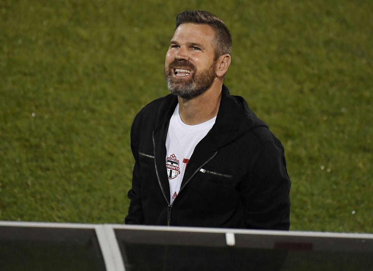 Coach Greg Vanney, shown in September 2020 during his stint leading Toronto FC, has big hopes for the Galaxy.