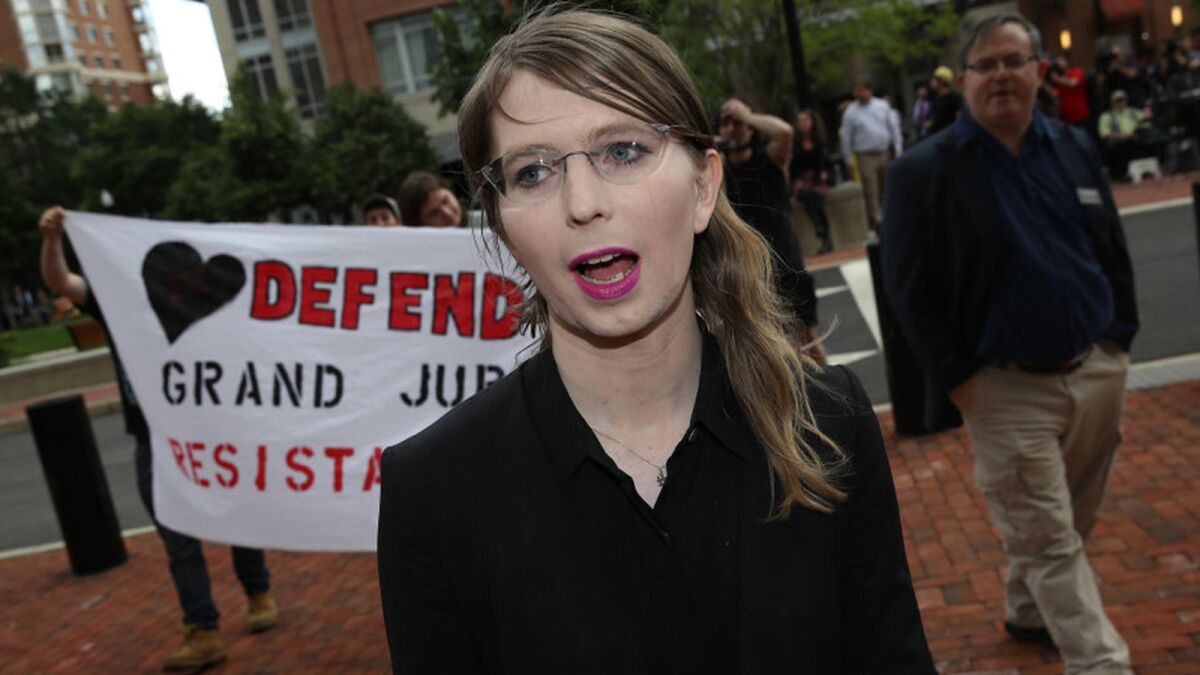 Chelsea Manning enters the federal courthouse in Alexandria, Va., on May 16.
