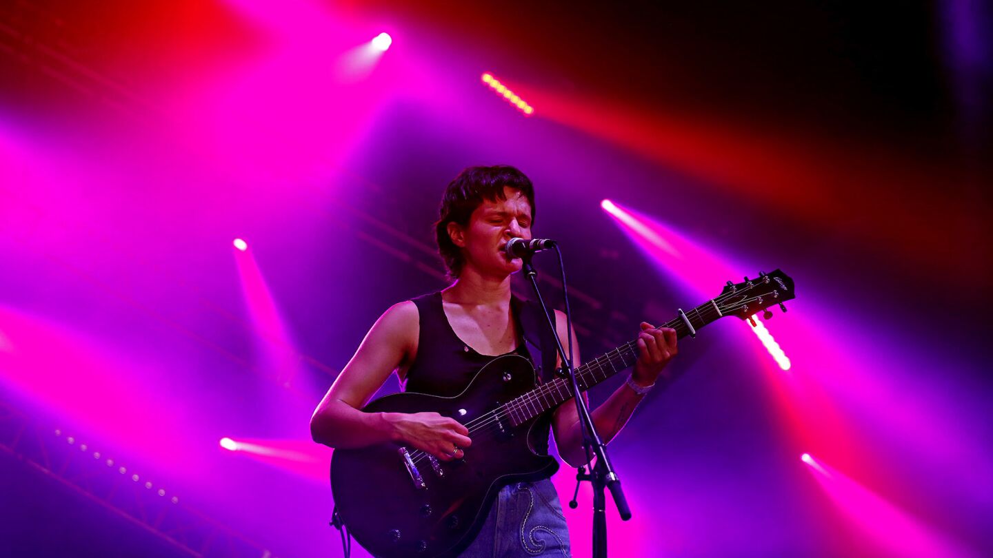 Adrianne Lenker of the Brooklyn band Big Thief performs Saturday at FYF Fest in Exposition Park.