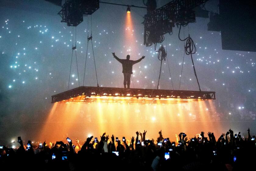 Kanye West, seen performing at the Forum in Inglewood last month, was among this year's 2017 Grammy nominees.