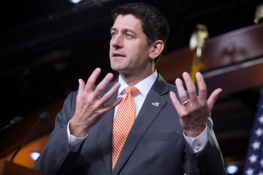 El presidente de la Cámara de Representantes, Paul Ryan, ofrece una rueda de prensa en el Capitolio, Washington (EE.UU). EFE/Archivo