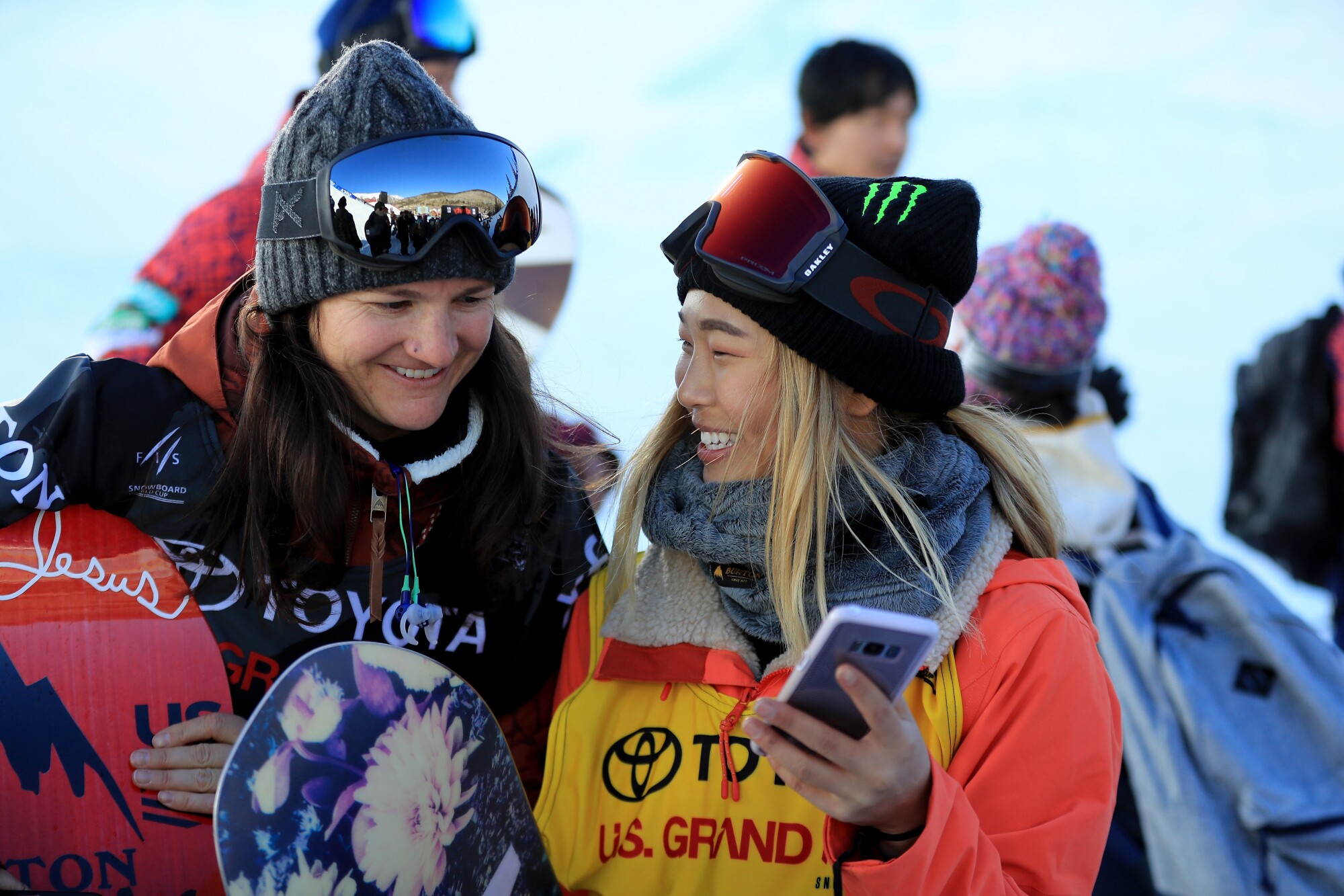 Kelly Clark, left, and Chloe Kim.