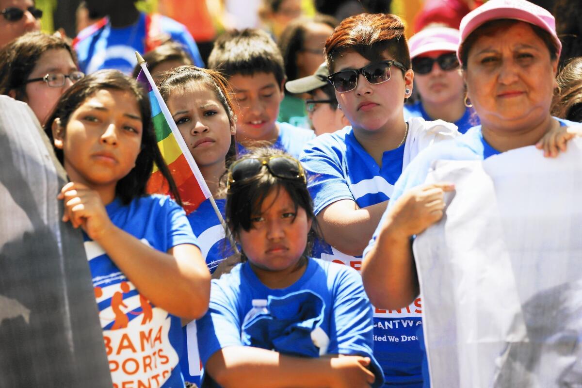 Activists participate in a United We Dream rally at the White House on July 28, 2014.