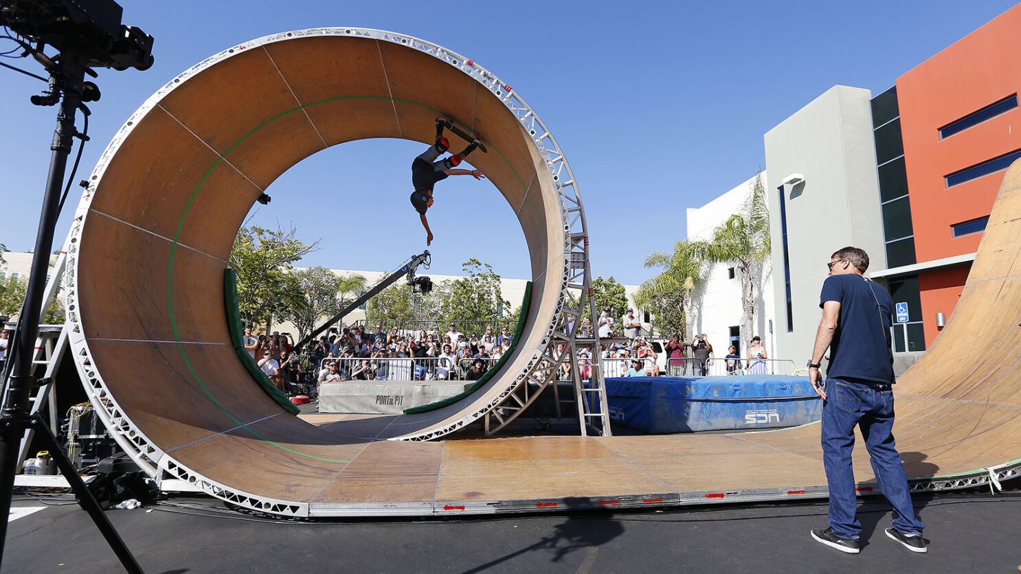 Three skaters master Tony Hawk's dangerous 360-degree loop - The San Diego