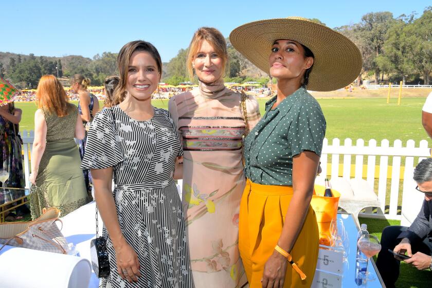LOS ANGELES, CA - OCTOBER 14: (L-R) Sophia Bush, Laura Dern, and Tracee Ellis Ross at the Eighth Annual Veuve Clicquot Polo Classic on October 14, 2017 in Los Angeles, California. (Photo by Charley Gallay/Getty Images for Veuve Clicquot) *** Local Caption *** Sophia Bush;Tracee Ellis Ross;Laura Dern