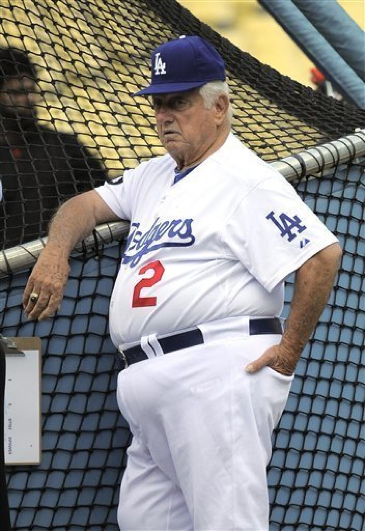 Lasorda returns to Dodgers' bench on 84th birthday - The San Diego