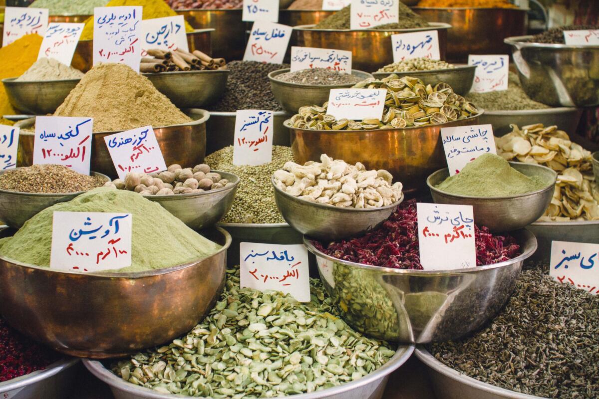 Iran, Shiraz, Spices at Vakil bazaar