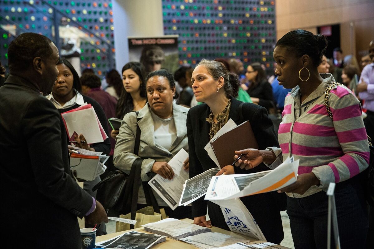 A job fair at the Bronx Public Library in New York last week.