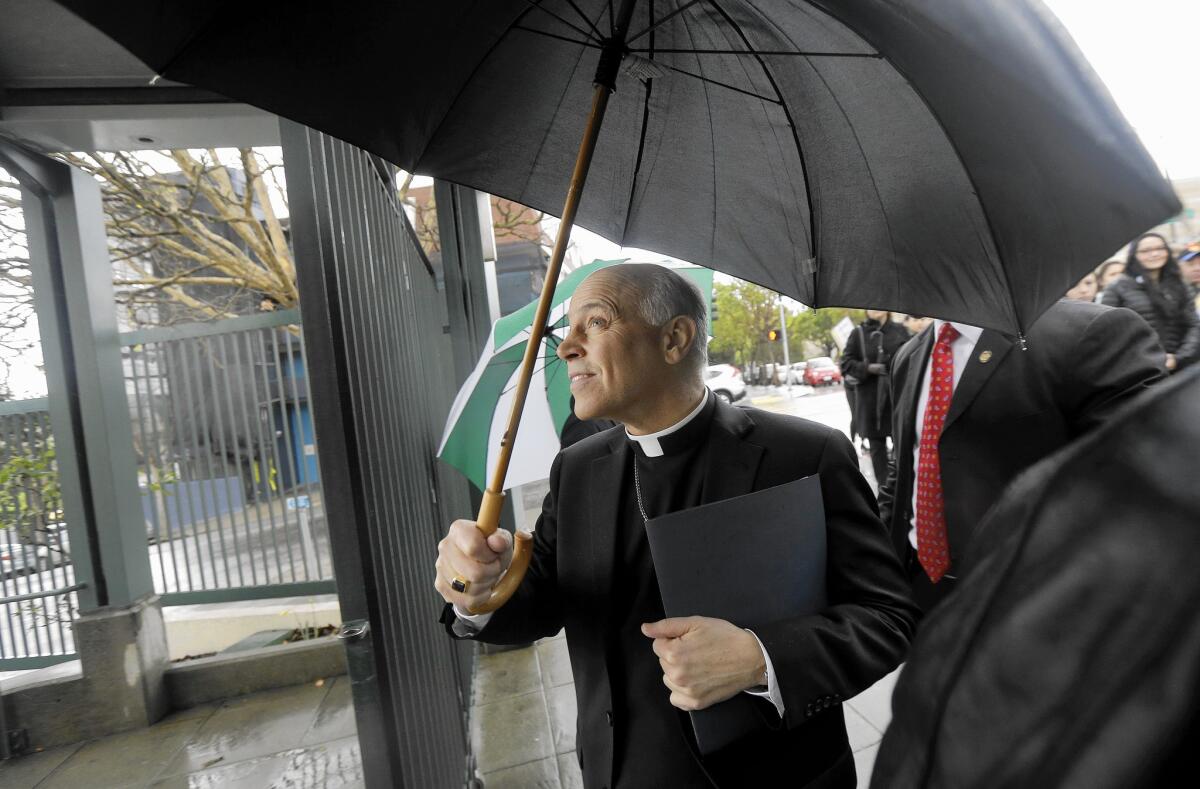 San Francisco Archbishop Salvatore J. Cordileone's school handbook has prompted protests by students, parents and progressive Catholics who decry the language as divisive.