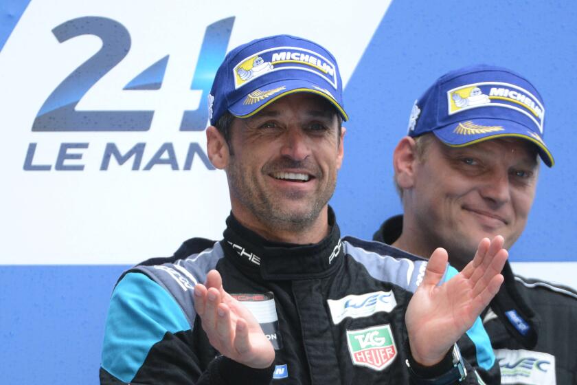 Actor Patrick Dempsey and his team finished second at the 24 Hours Le Mans amateur race Sunday in France.