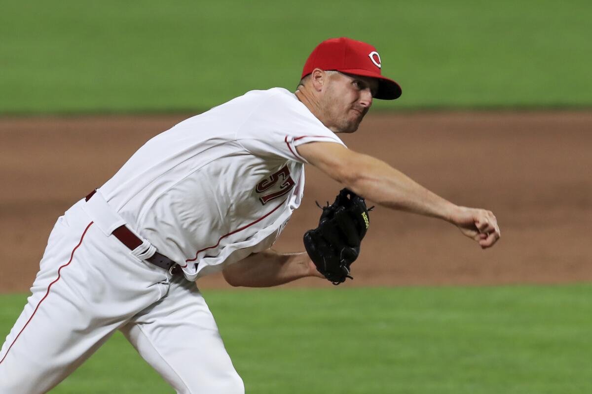 Cincinnati Reds' Nate Jones (57) throws during a baseball game against the Kansas City Royals.