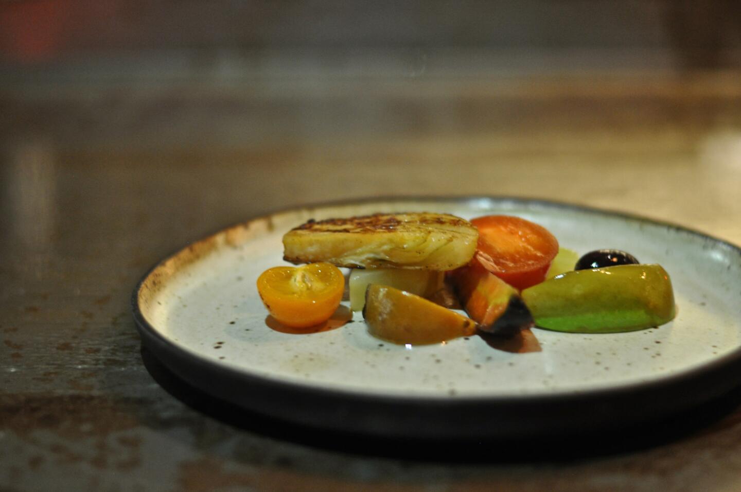Gary Menes' vegetable and fruit plate at Le Comptoir.
