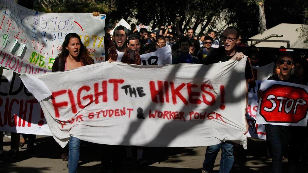 UC San Diego students protest a proposed tuition increase in 2014.