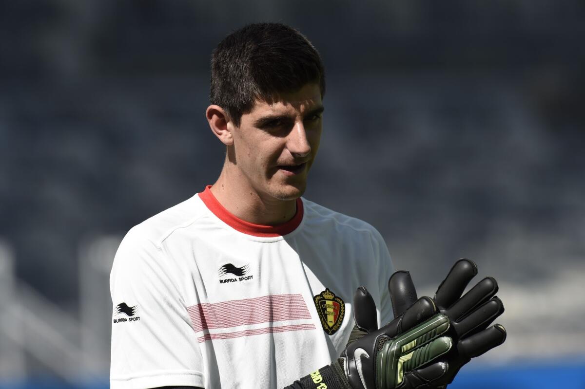 Goalkeeper Thibaut Courtois will be in action Tuesday against Algeria in the first match of the day at the World Cup.