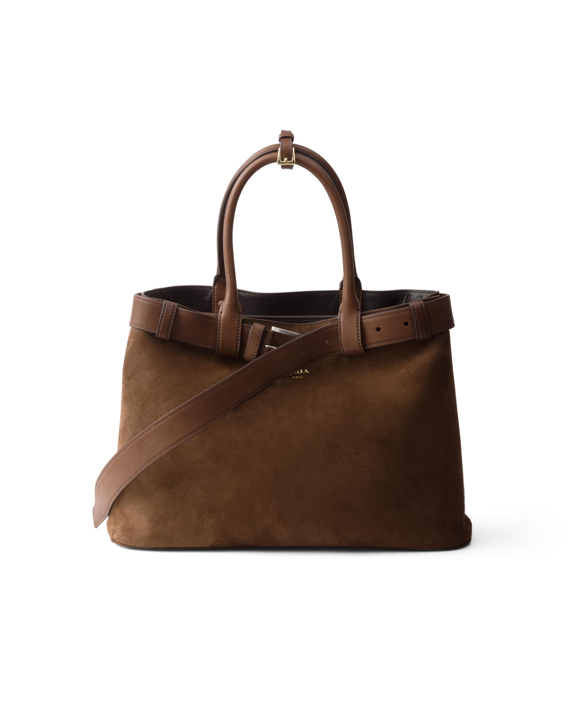 Prada brown suede buckle bag