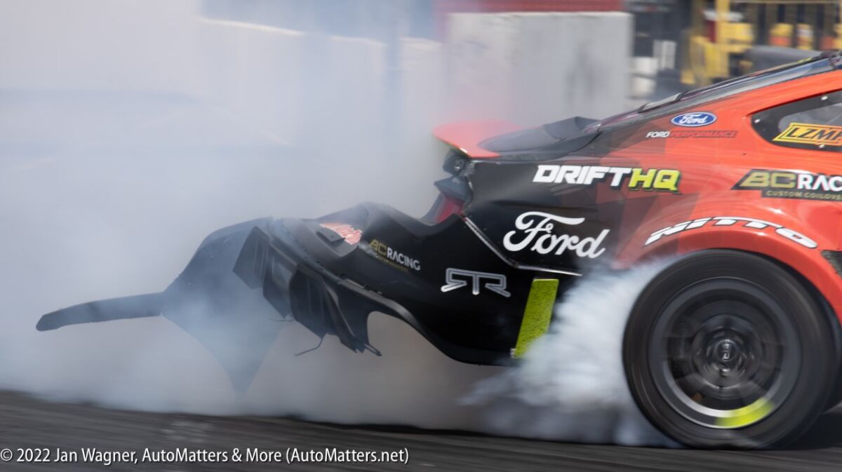 Result of hitting a tire wall in drifting