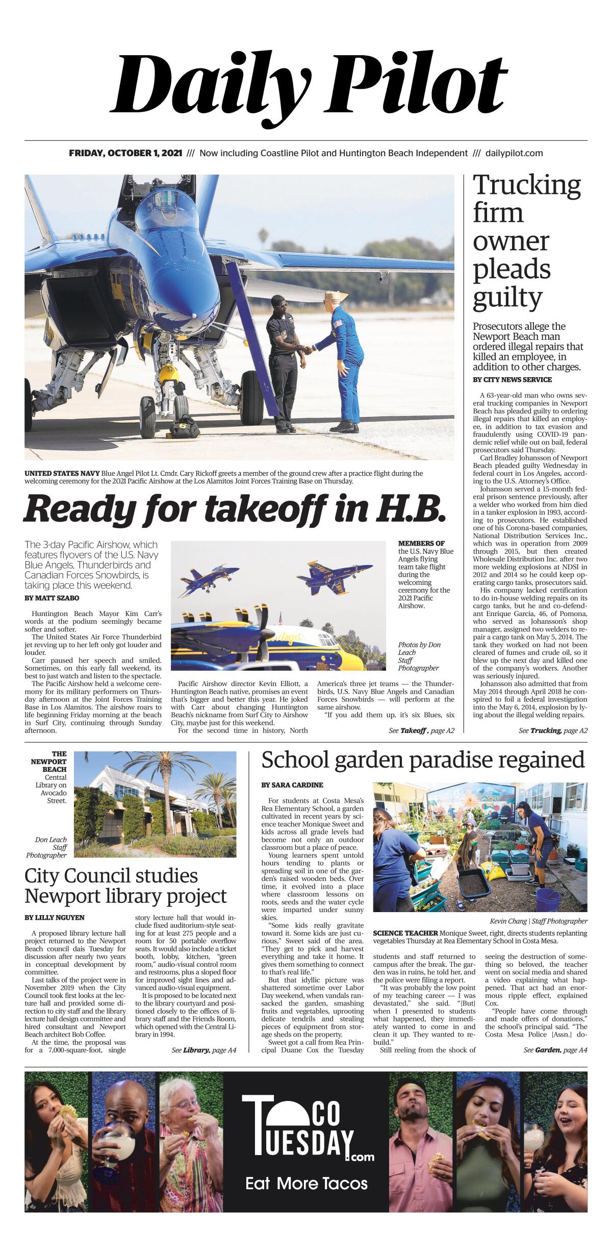Oct. 1 2021 Daily Pilot cover