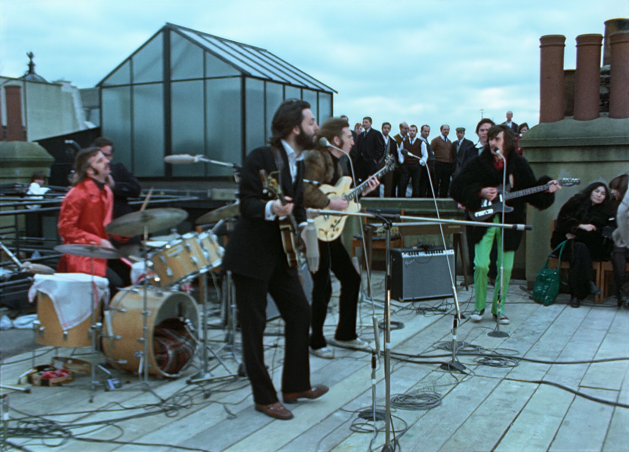 The Beatles, Jan. 30, 1969, on the roof of the band's London headquarters.