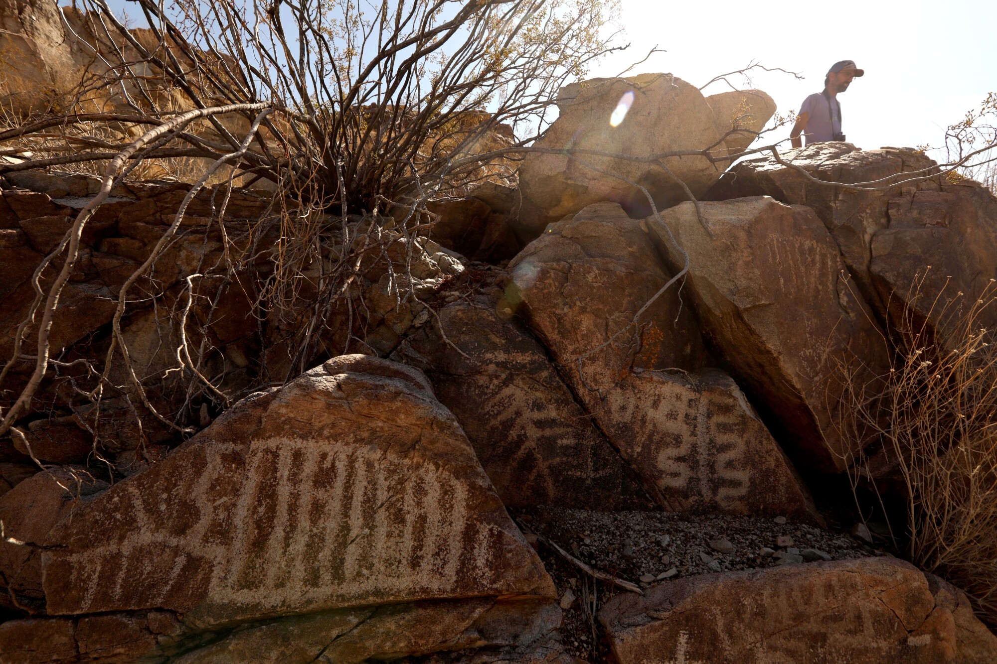 Petroglyphs on rocks.