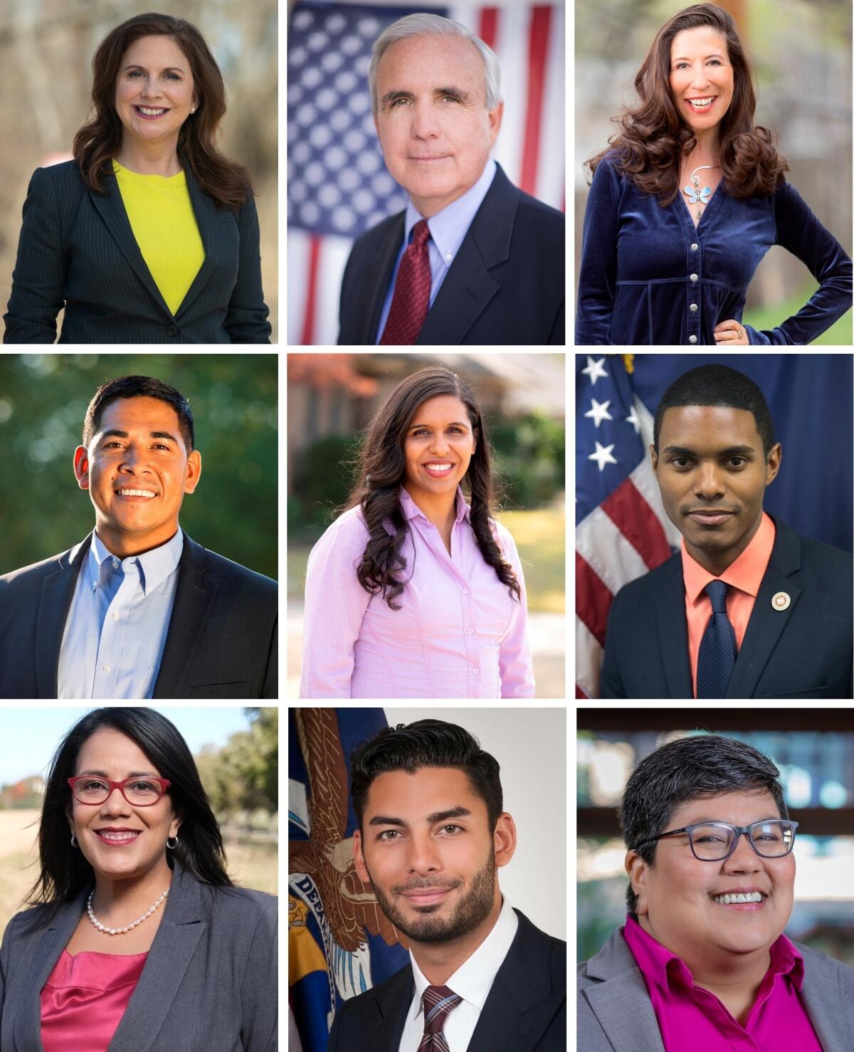 Combo de fotografías personales de campaña donde aparecen los latinos que podrían llegar al Congreso 