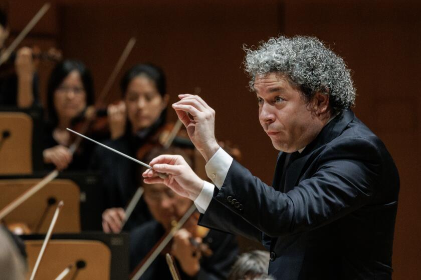 Gustavo Dudamel conducts the Los Angeles Philharmonic in z Walt Disney Concert Hall on May 2, 2024.