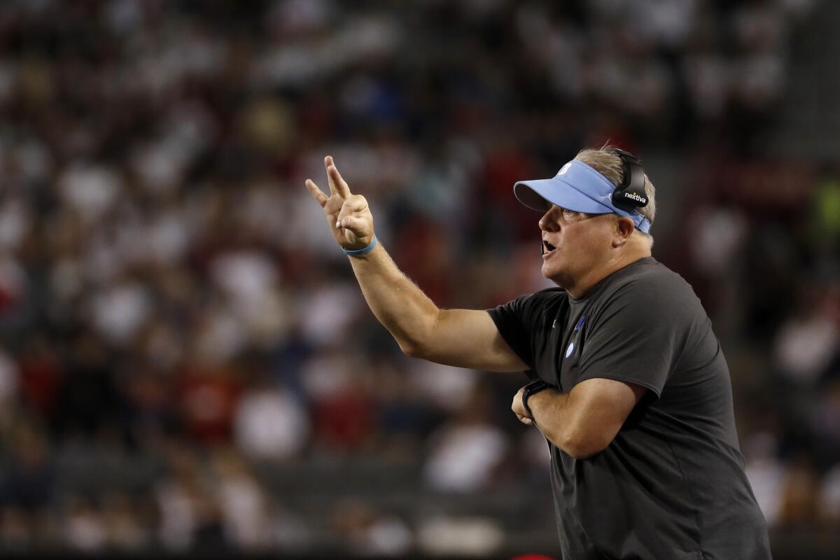 UCLA coach Chip Kelly gestures from the sideline during a game against Arizona on Oct. 9 