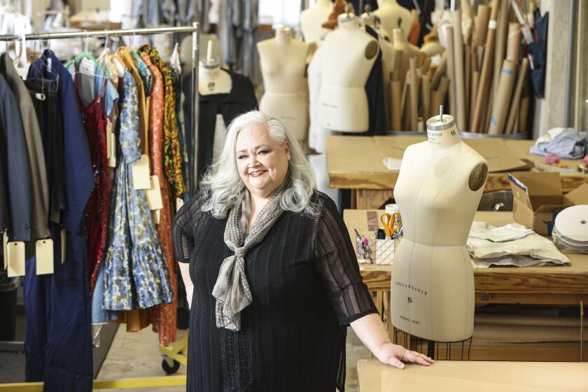 San Diego, CA - January 25: Famed mezzo-soprano Stephanie Blythe, who will become the first woman opera singer to play the male baritone roll of Gianni Schicchi in the Puccini operas, poses for photos at the San Diego Opera costume shop on Wednesday, Jan. 25, 2023 in San Diego, CA. (Eduardo Contreras / The San Diego Union-Tribune)
