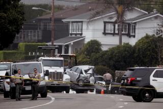 LOS ANGELES, CA - OCTOBER 18, 2023 - Sheriff deputies monitor the scene where four women were killed in a multi-vehicle crash in Malibu on October 18, 2023. A 22-year-old man was arrested after plowing into the pedestrians and parked cars. The crash was reported at 8:30 p.m. Tuesday in the 21600 block of Pacific Coast Highway where they found the victims of the crash, along with the severely damaged vehicles. The crash began when the suspect lost control of his BMW and slammed into multiple parked cars before ricocheting and fatally striking the women, who were standing on the side of the road. (Genaro Molina / Los Angeles Times)