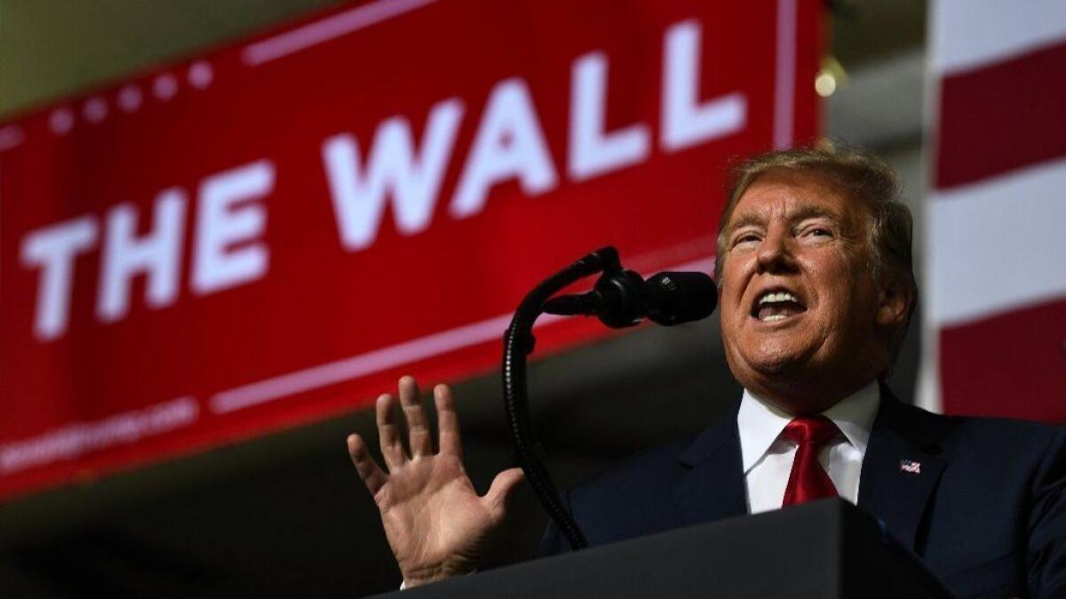 President Trump speaks during a rally in El Paso on Monday.