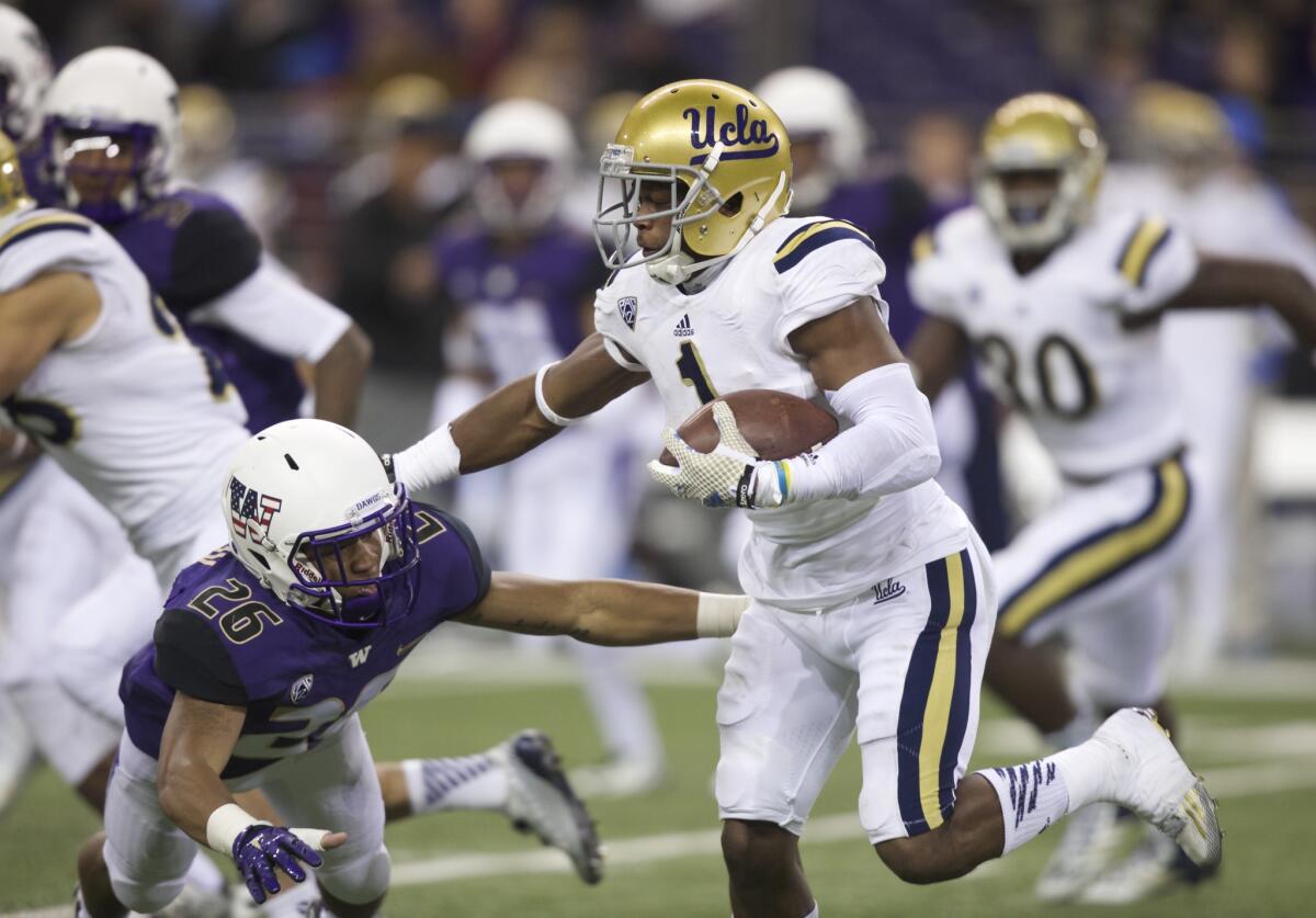 UCLA's Ishmael Adams averages 23.3 yards on kickoff returns and 10.4 on punt returns.