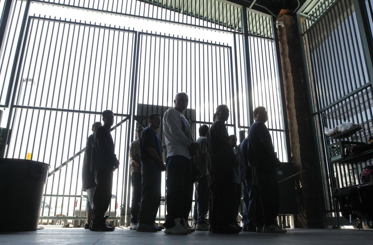 Detainees at the Tucson Sector of the U.S. Customs and Border Protection headquarters in Tucson in 2012.